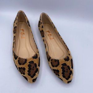 FSJ Women  Leopard Printed Flats Pumps Pointed Toe